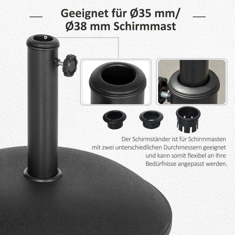 Pied de parasol rond ciment pour jardin terrasse maintien stable 20kg noir - ComfortXL Outdoor Living - Image 5