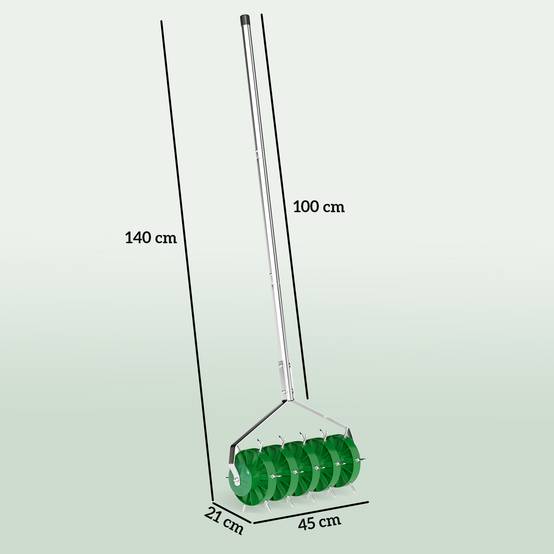 Outsunny - Rouleau aérateur de pelouse manuel 45x21x140cm avec poignée amovible 3 pièces pour jardin terrasse cour vert foncé - Outsunny - Image 3