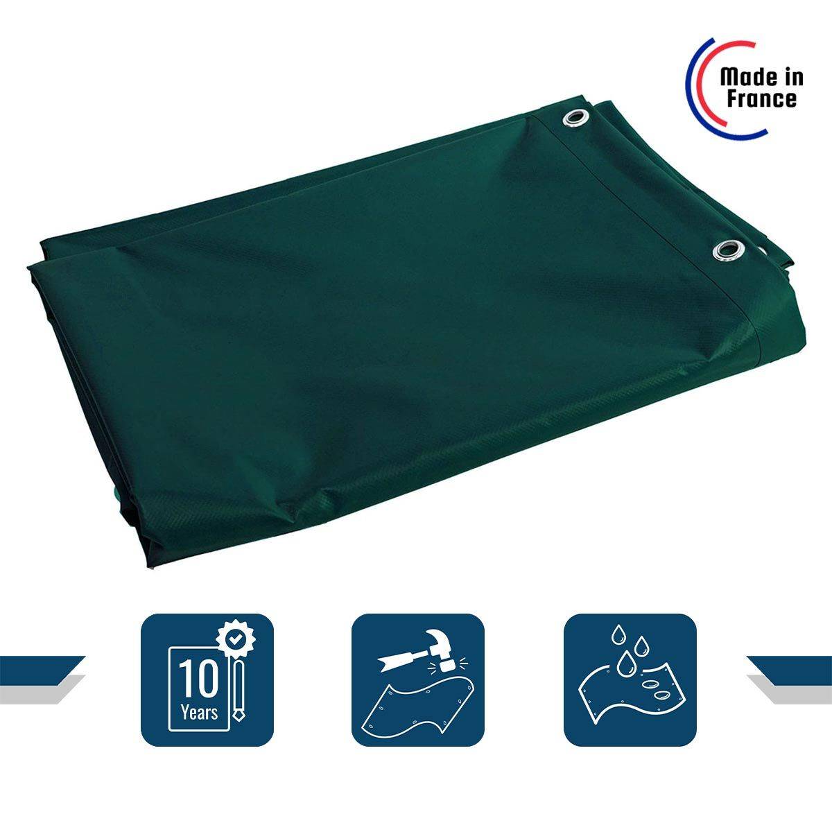 Bâche de Chantier 3x5 m XP640CH Verte - Garantie 10 ans - Bâche de protection étanche pour Travaux - Made in France TECPLAST - Imagen 2