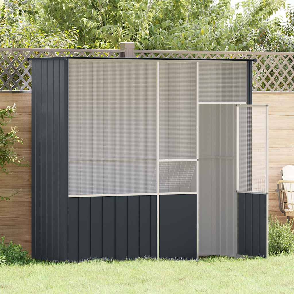 Grande Volière Acier Galvanisé Longue Sécurité Anthracite 215x78cm - ComfortXL Outdoor Living - Image 1