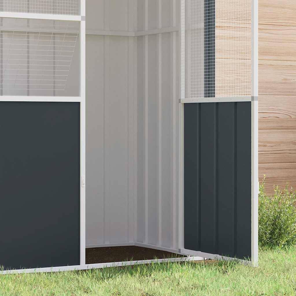 Grande Volière Acier Galvanisé Longue Sécurité Anthracite 215x78cm - ComfortXL Outdoor Living - Image 4