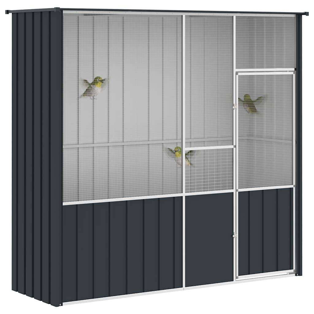 Grande Volière Acier Galvanisé Longue Sécurité Anthracite 215x78cm - ComfortXL Outdoor Living - Image 5