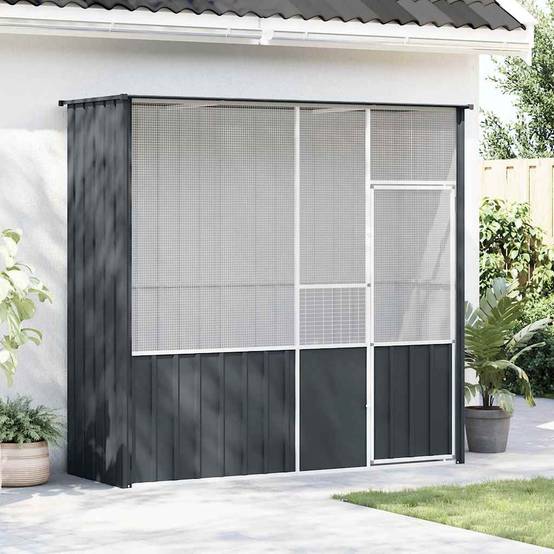 Grande Volière Acier Galvanisé Longue Sécurité Anthracite 215x78cm - ComfortXL Outdoor Living - Image 3