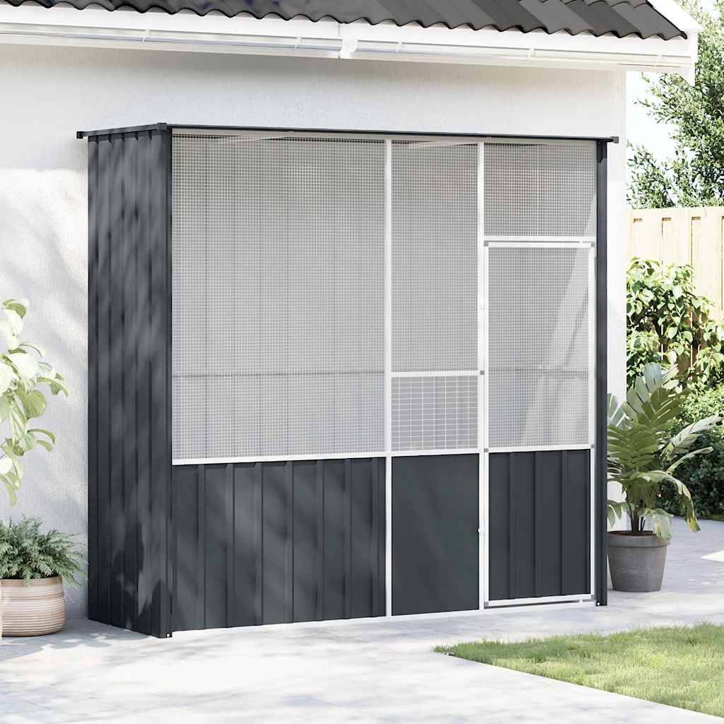 Grande Volière Acier Galvanisé Longue Sécurité Anthracite 215x78cm - ComfortXL Outdoor Living - Image 3