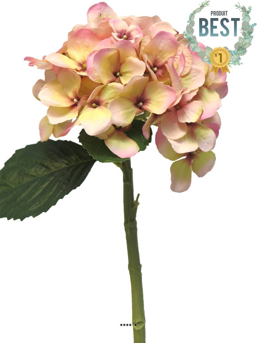 Hortensia artificiel en branche, H 48 cm Rose-orange - BEST - couleur: Rose-orange - Image 1