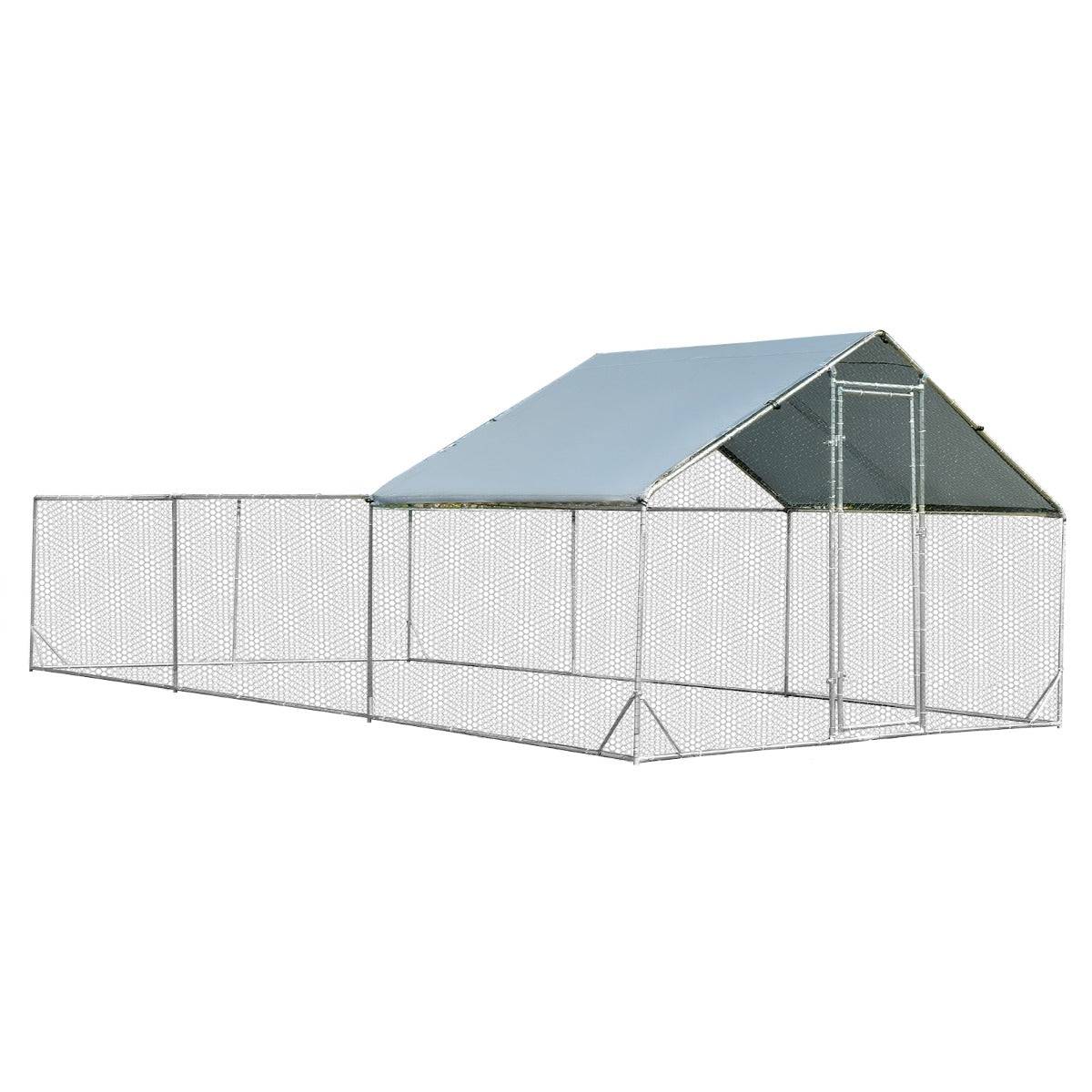 Helloshop26 - Enclos poulailler 18 m² en acier galvanisé avec porte et toit en tissu oxford 6 x 3 x 1,95 m pour lapin poulet et canard - Imagen 1