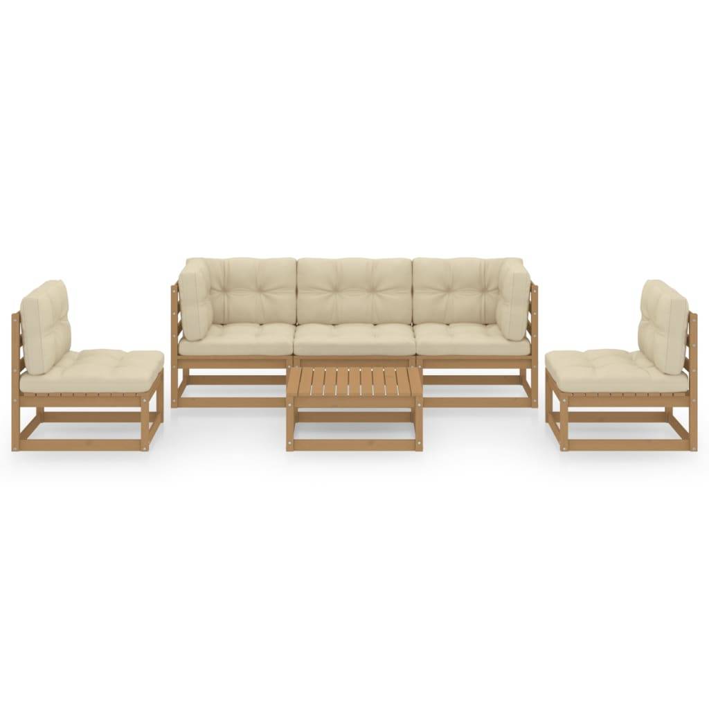 Helloshop26 - Salon de jardin meuble d'extérieur ensemble de mobilier 6 pièces avec coussins bois de pin massif - Imagen 2