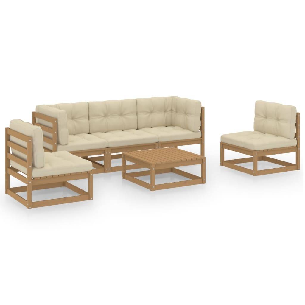 Helloshop26 - Salon de jardin meuble d'extérieur ensemble de mobilier 6 pièces avec coussins bois de pin massif - Imagen 1