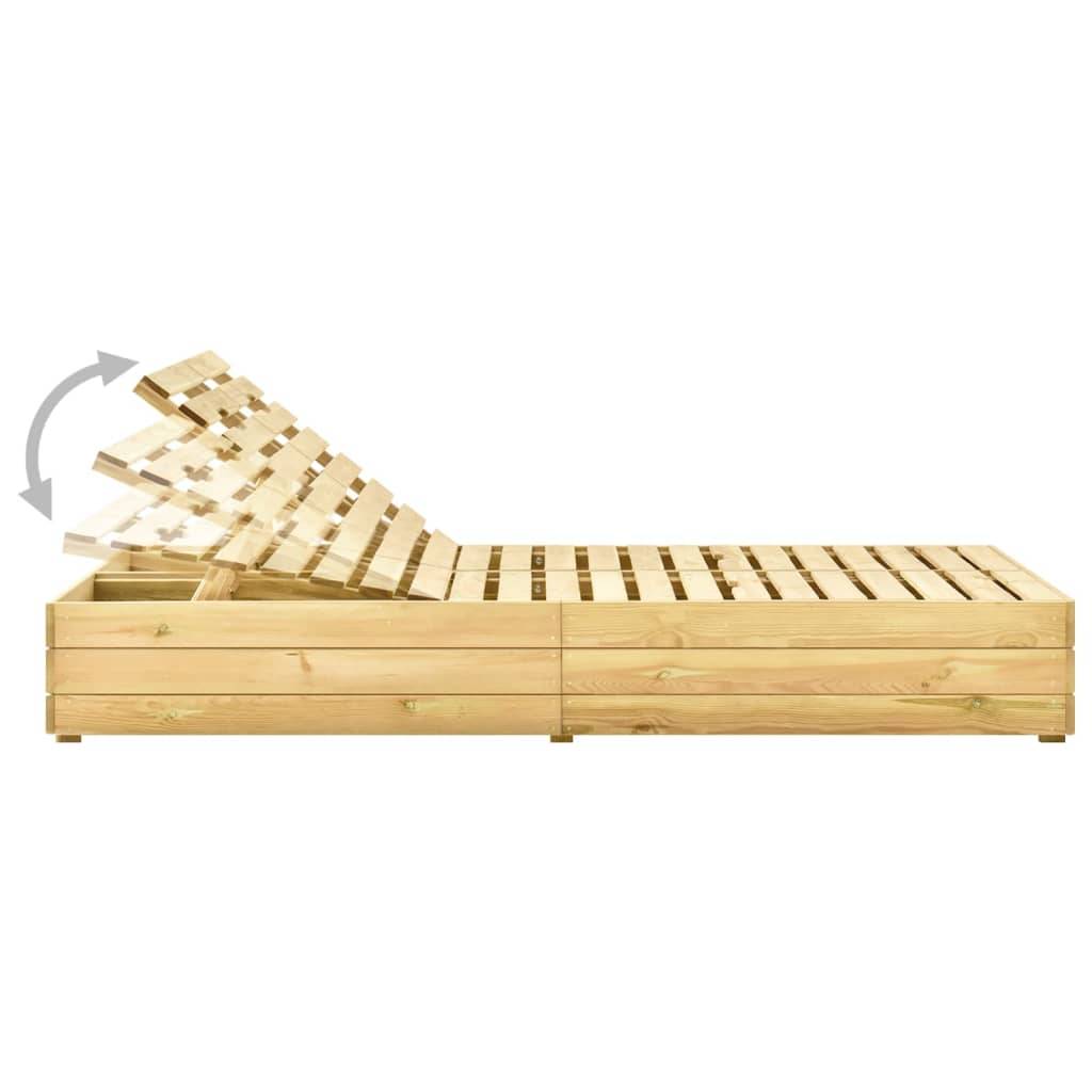 Helloshop26 - Transat chaise longue bain de soleil lit de jardin terrasse meuble d'extérieur double et coussins vert bois de pin imprégné - Imagen 3