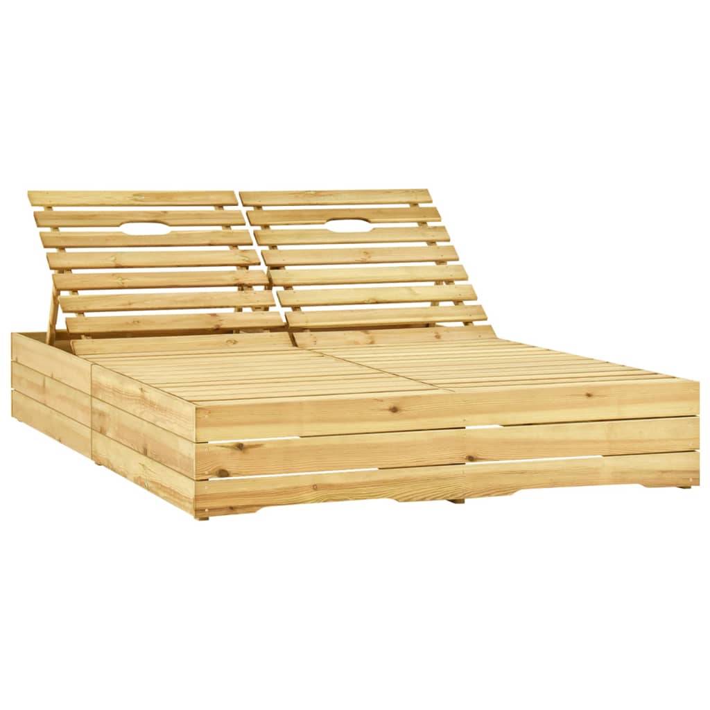 Helloshop26 - Transat chaise longue bain de soleil lit de jardin terrasse meuble d'extérieur double et coussins vert bois de pin imprégné - Imagen 2