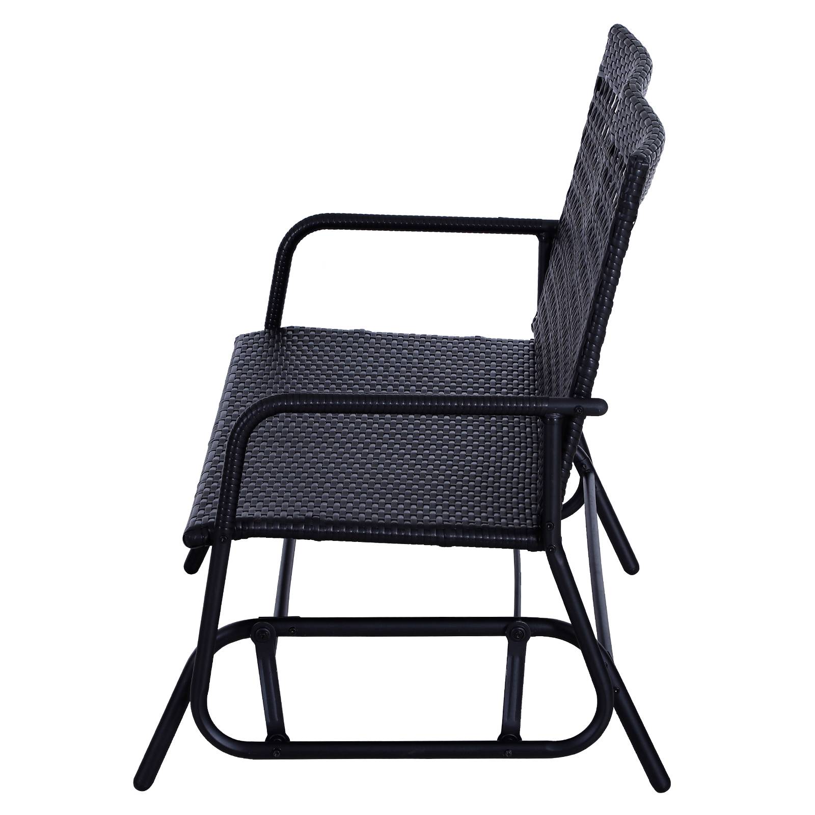 Outsunny - Banc à bascule de jardin 2 places style cosy chic métal époxy résine tressée imitation rotin noir - Outsunny - Imagen 4