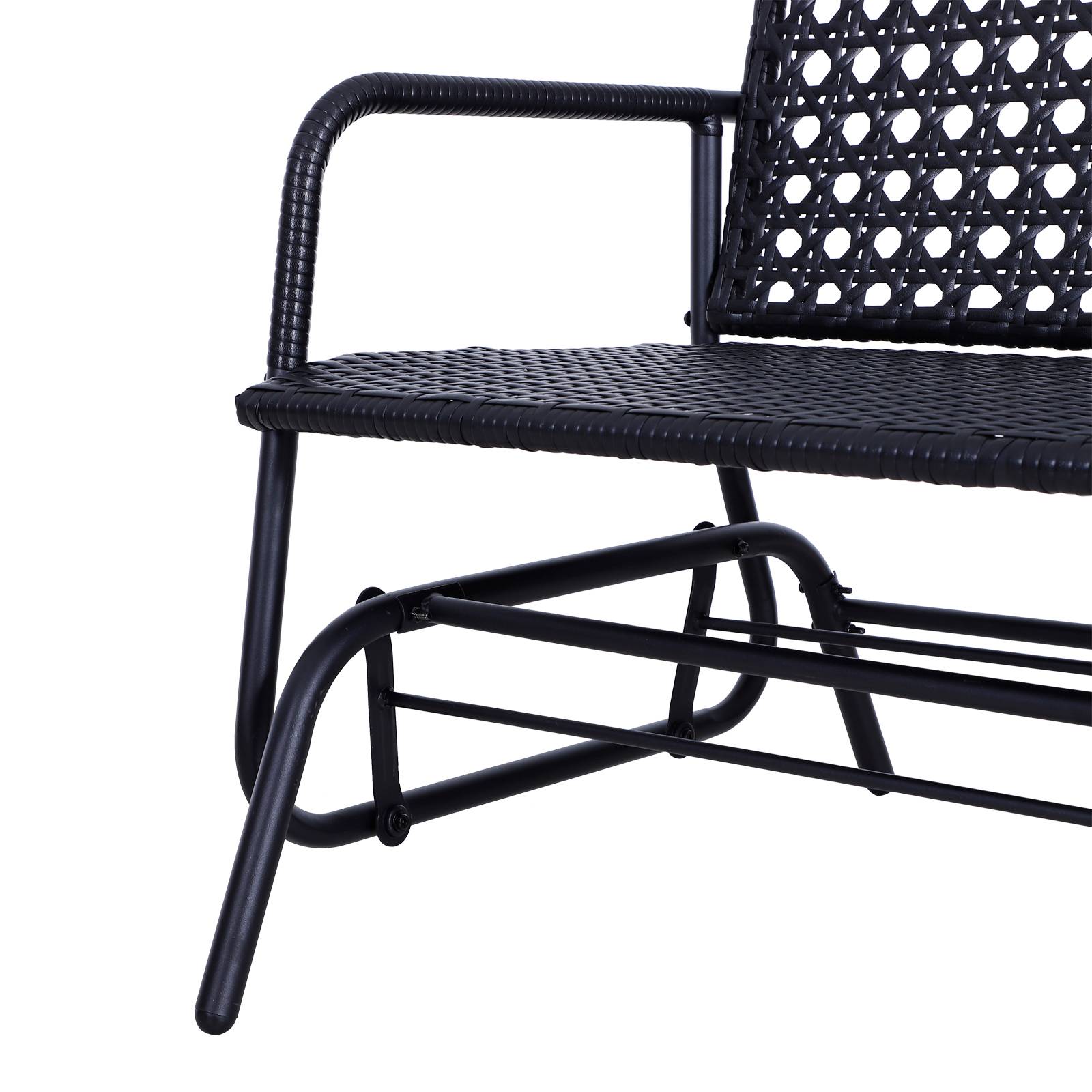Outsunny - Banc à bascule de jardin 2 places style cosy chic métal époxy résine tressée imitation rotin noir - Outsunny - Imagen 3