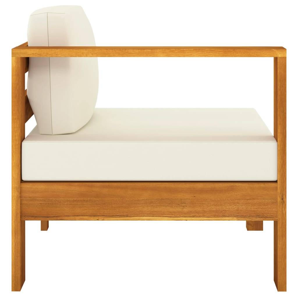 Helloshop26 - Salon de jardin meuble d'extérieur ensemble de mobilier 6 pièces avec coussins blanc crème bois d'acacia - Imagen 5