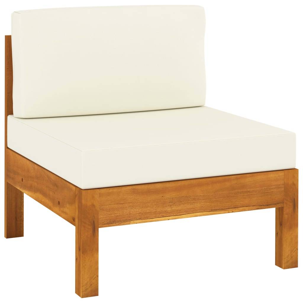 Helloshop26 - Salon de jardin meuble d'extérieur ensemble de mobilier 6 pièces avec coussins blanc crème bois d'acacia - Imagen 4