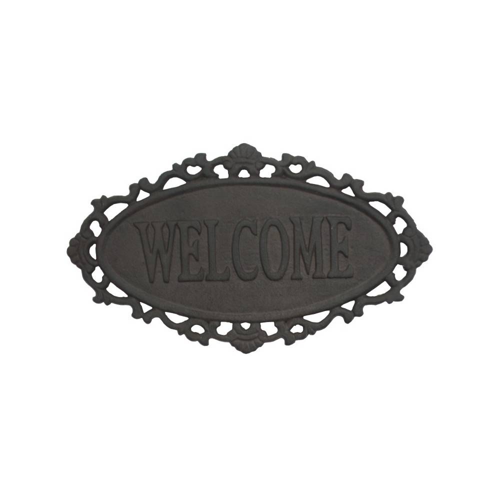 ° Plaque de porte vintage décorative Welcome fonte marron 26x15cm Chemin de campagne - Imagen 1