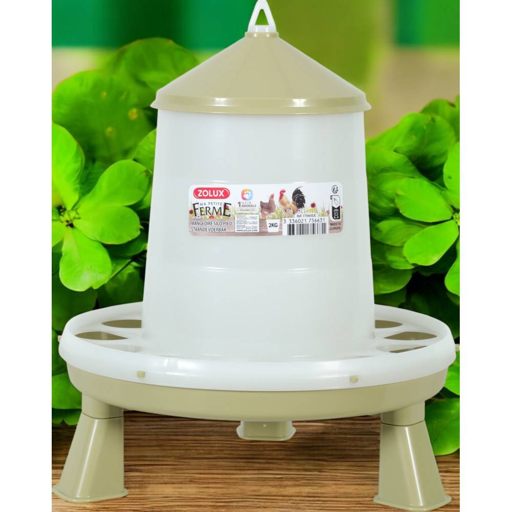 Zolux - Mangeoire silo en plastique avec pieds, capacité 2 kg, basse cour - Imagen 3