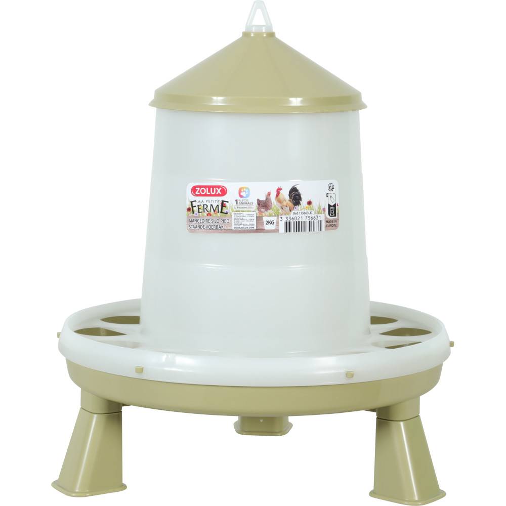 Zolux - Mangeoire silo en plastique avec pieds, capacité 2 kg, basse cour - Imagen 2