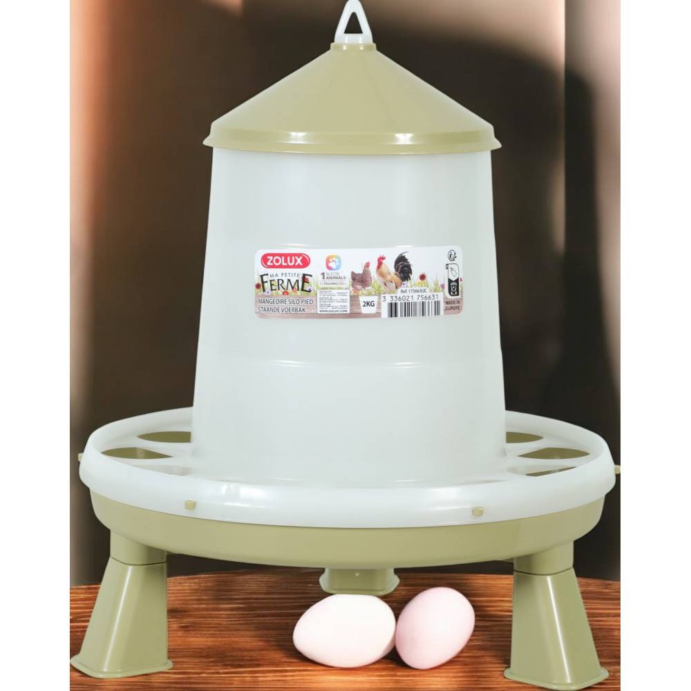 Zolux - Mangeoire silo en plastique avec pieds, capacité 2 kg, basse cour - Imagen 4
