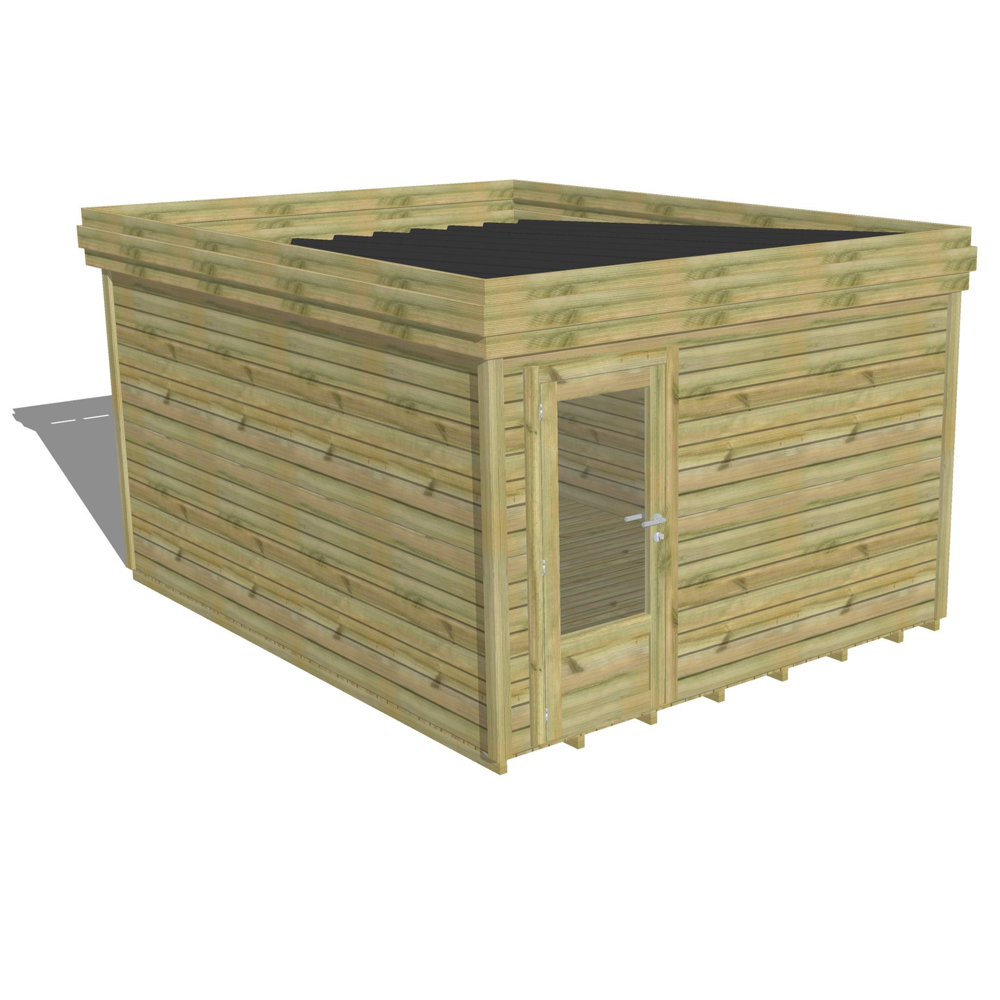 ABRI DE JARDIN bois  autoclave 27mm - 3,44x4,34m / 15m2 - Bac acier - Plancher bois - Image 1