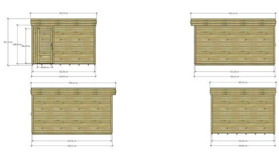 ABRI DE JARDIN bois autoclave 27mm - 3,44x4,34m / 15m2 - Bac acier - Plancher bois - Image 4