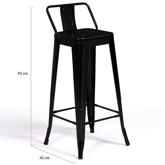 Lot de 4 tabourets de bar LENY métal noir mat et dossier aspect brut factory - Image 7