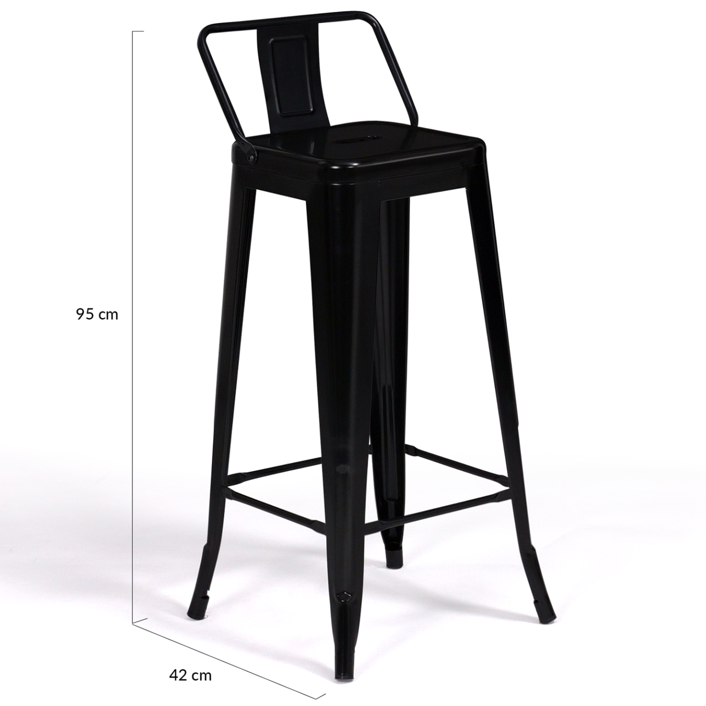 Lot de 4 tabourets de bar LENY métal noir mat et dossier aspect brut factory - Image 7
