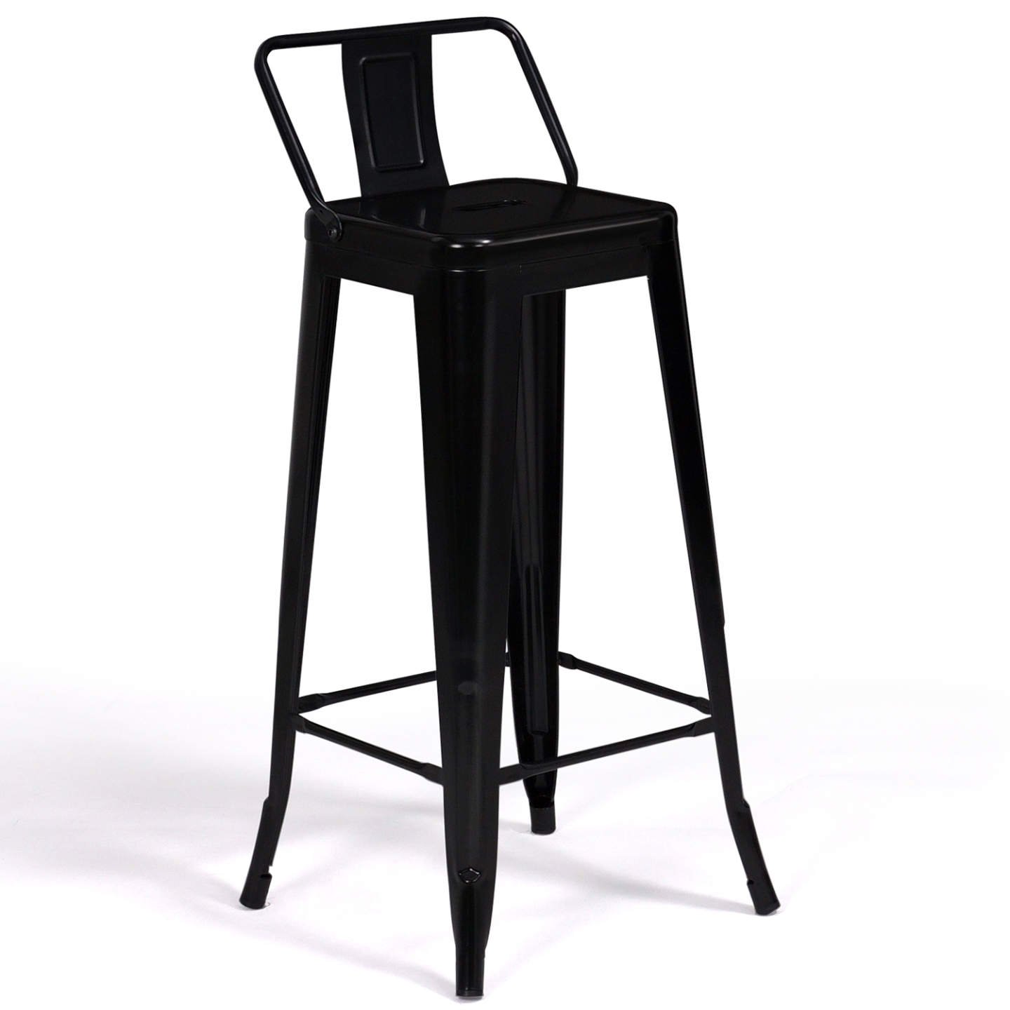 Lot de 4 tabourets de bar LENY métal noir mat et dossier aspect brut factory - Image 4