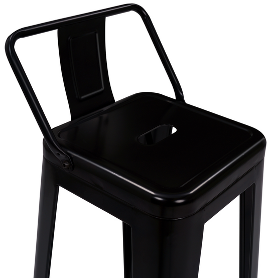 Lot de 4 tabourets de bar LENY métal noir mat et dossier aspect brut factory - Image 6