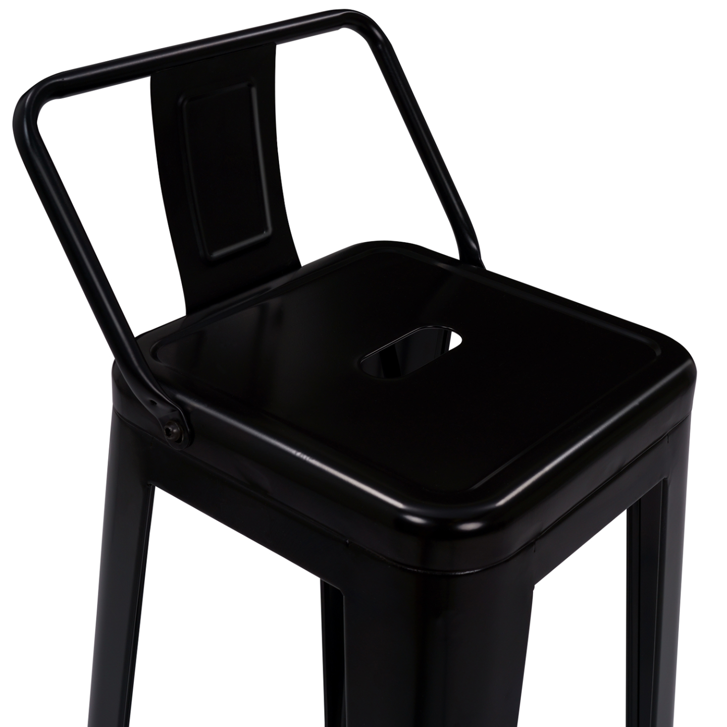 Lot de 4 tabourets de bar LENY métal noir mat et dossier aspect brut factory - Image 6