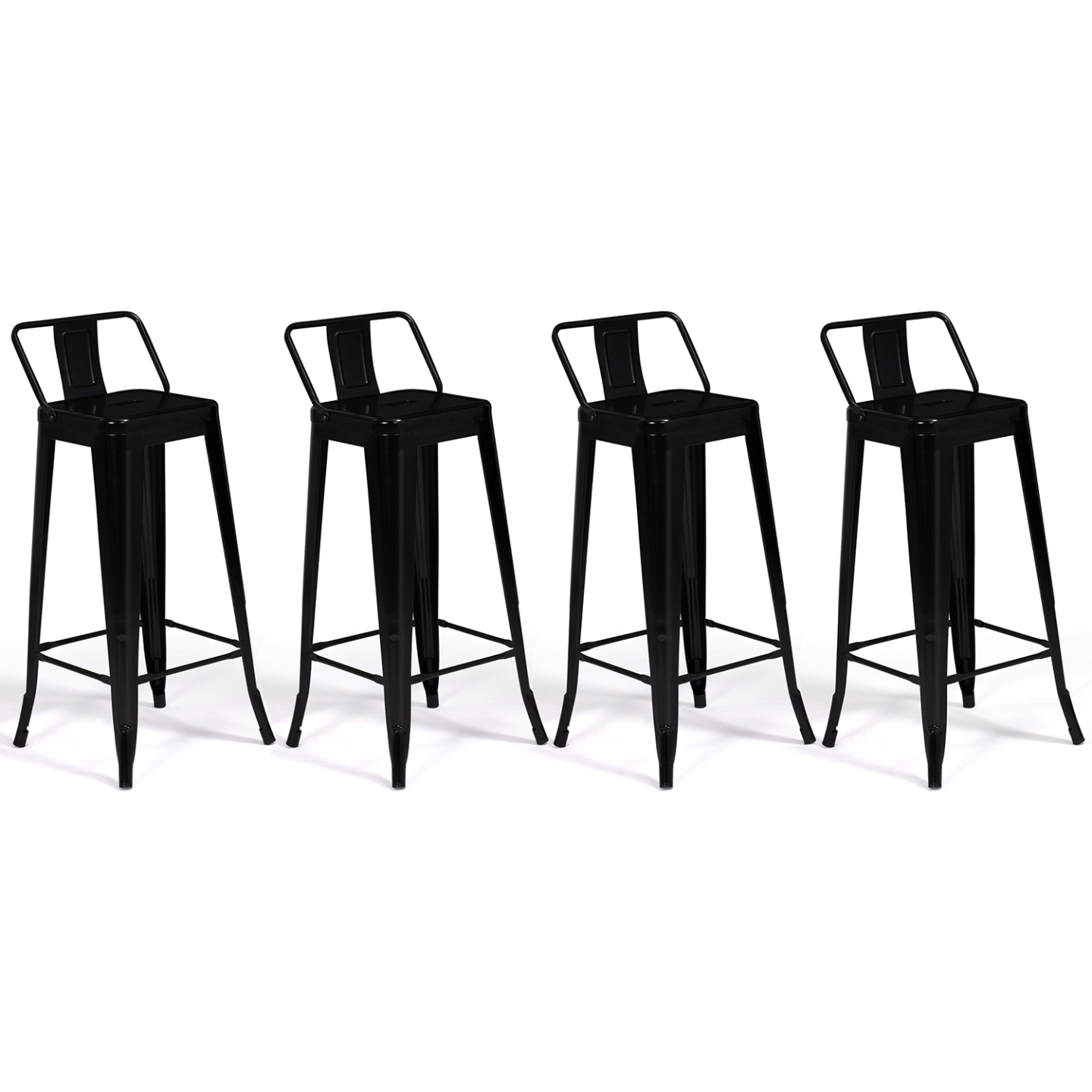 Lot de 4 tabourets de bar LENY métal noir mat et dossier aspect brut factory - Image 5