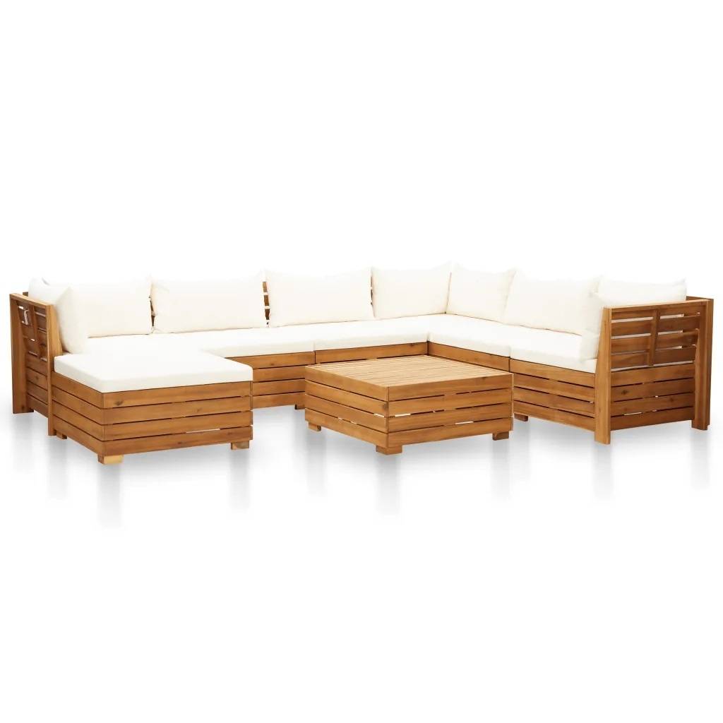 Vidaxl - Salon de jardin planches 8 pièces - vidaXL - Bois - Blanc - Imagen 1