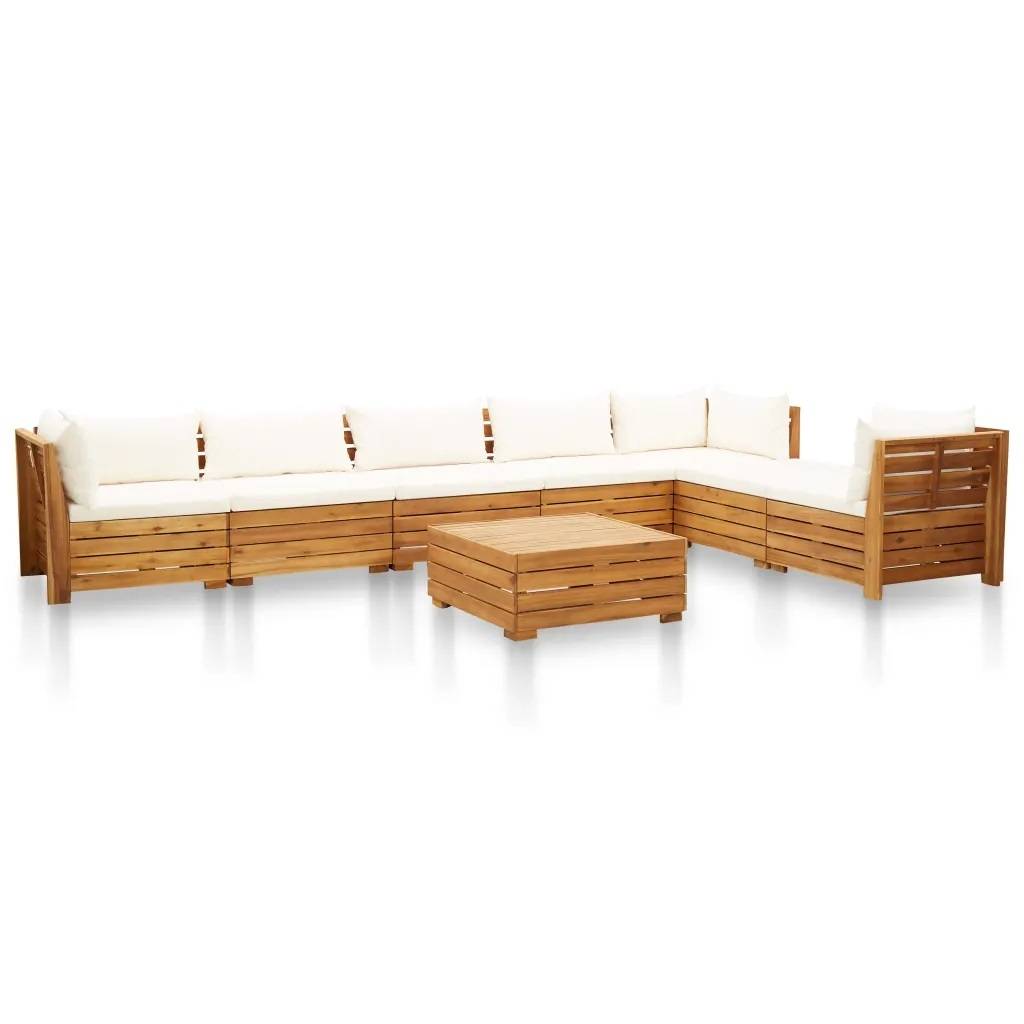 Vidaxl - Salon de jardin planches 8 pièces - vidaXL - Bois - Blanc - Imagen 2