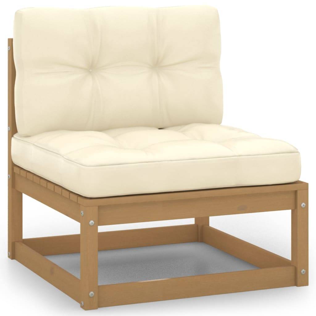 Helloshop26 - Salon de jardin meuble d'extérieur ensemble de mobilier 10 pièces avec coussins marron miel bois de pin - Imagen 4
