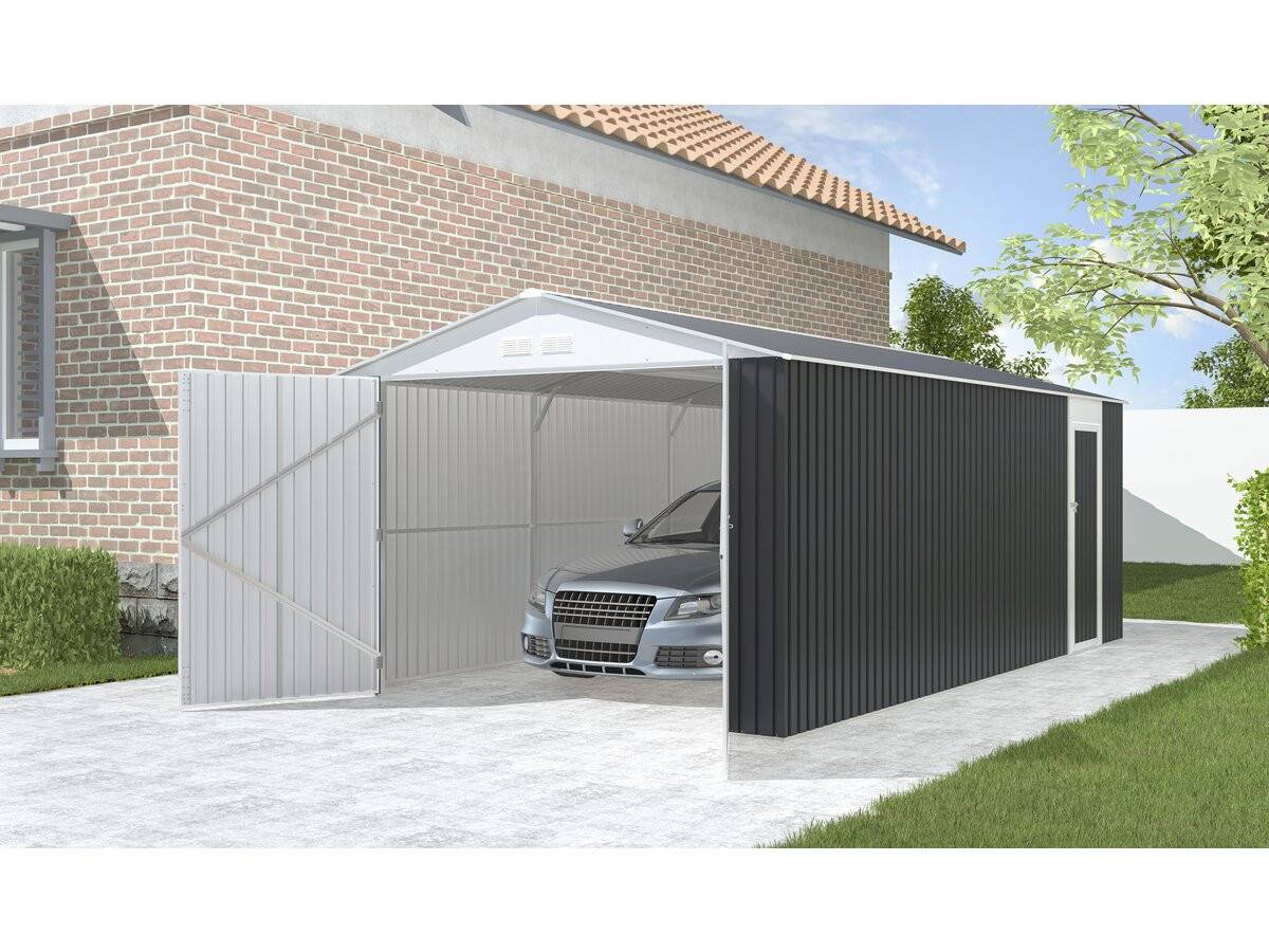 Habitat Et Jardin - Garage En Métal "houston" 18,56m²  - Anthracite -habitat Et Jardin - Image 2