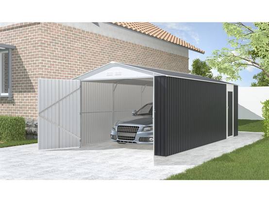 Garage En Métal "houston" 18,56m² - Anthracite -habitat Et Jardin - Image 2