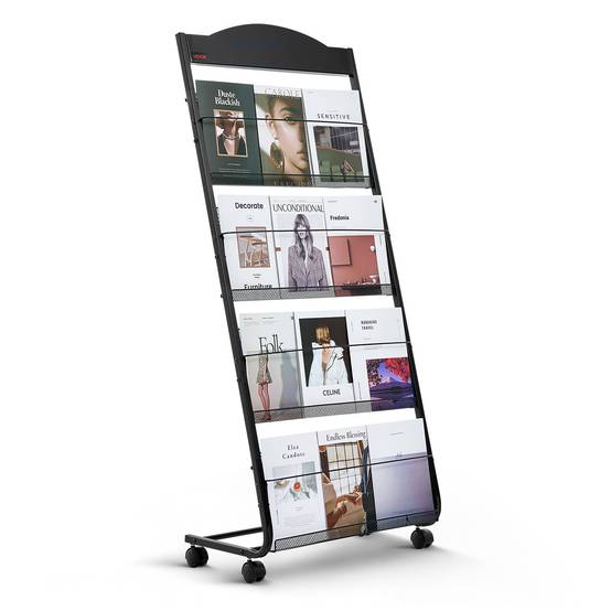 VEVOR Présentoir à brochures 4 niveaux sur pied avec roulettes pour magazines - Image 1