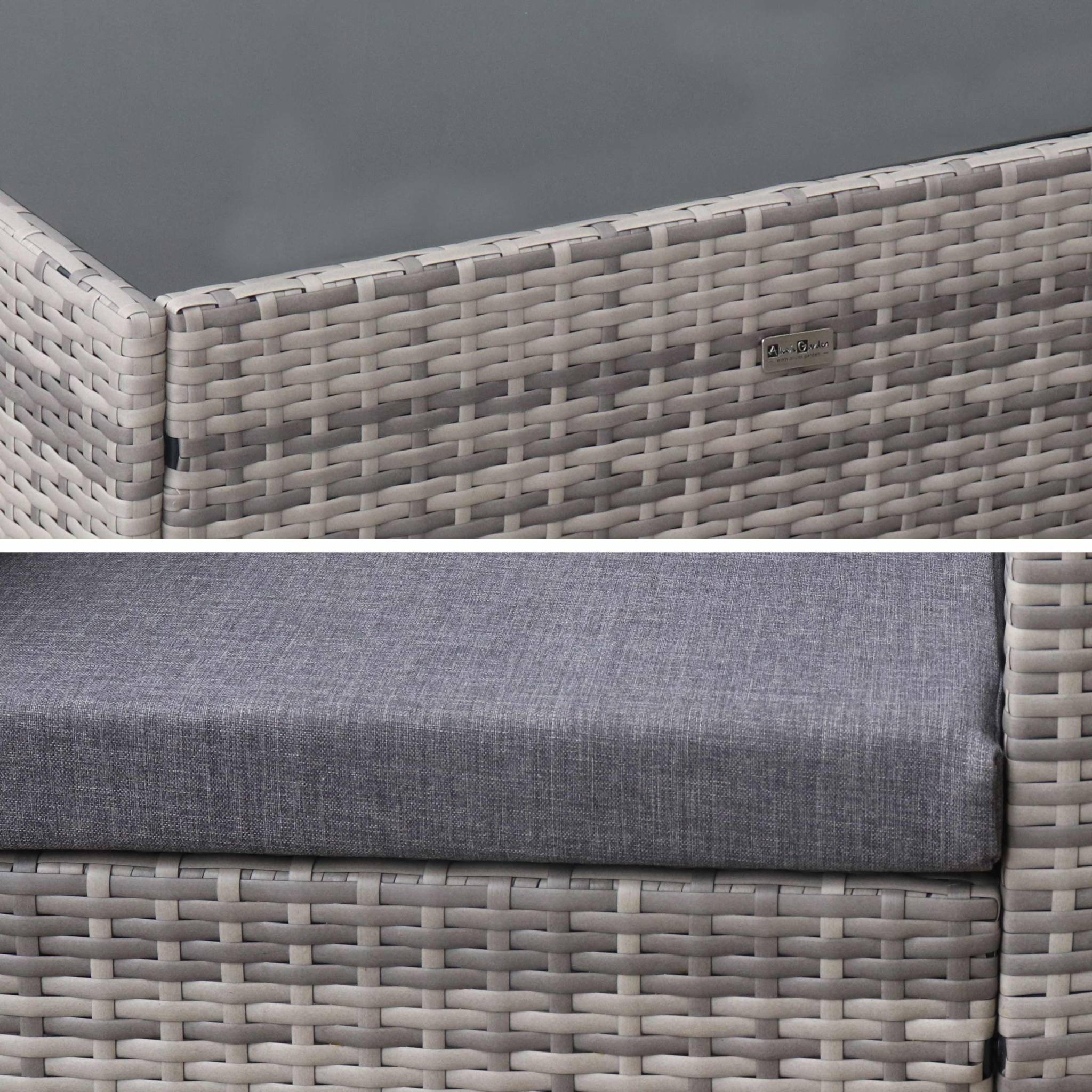 Salon de jardin en résine tressée - Perugia - Nuances de gris. Coussins gris - 4 places - 1 canapé. 2 fauteuils. une table basse | sweeek - Image 6