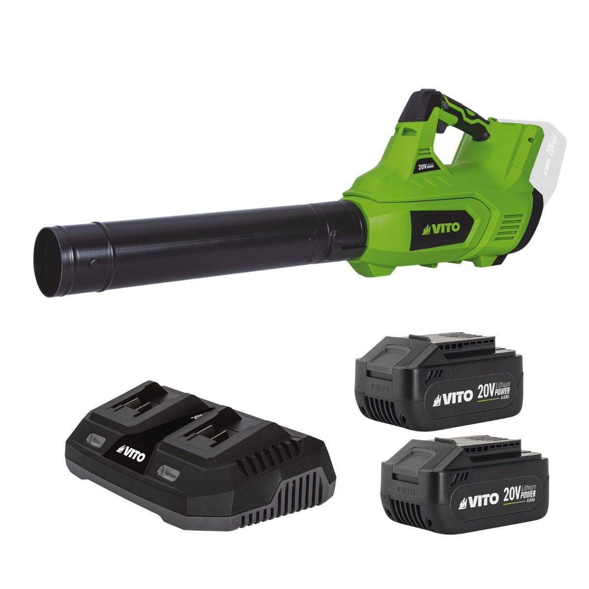 Souffleur de Feuilles Jardin 40V + 2 Batteries lithium 4AH + Chargeur DOUBLE VITO - Imagen 1