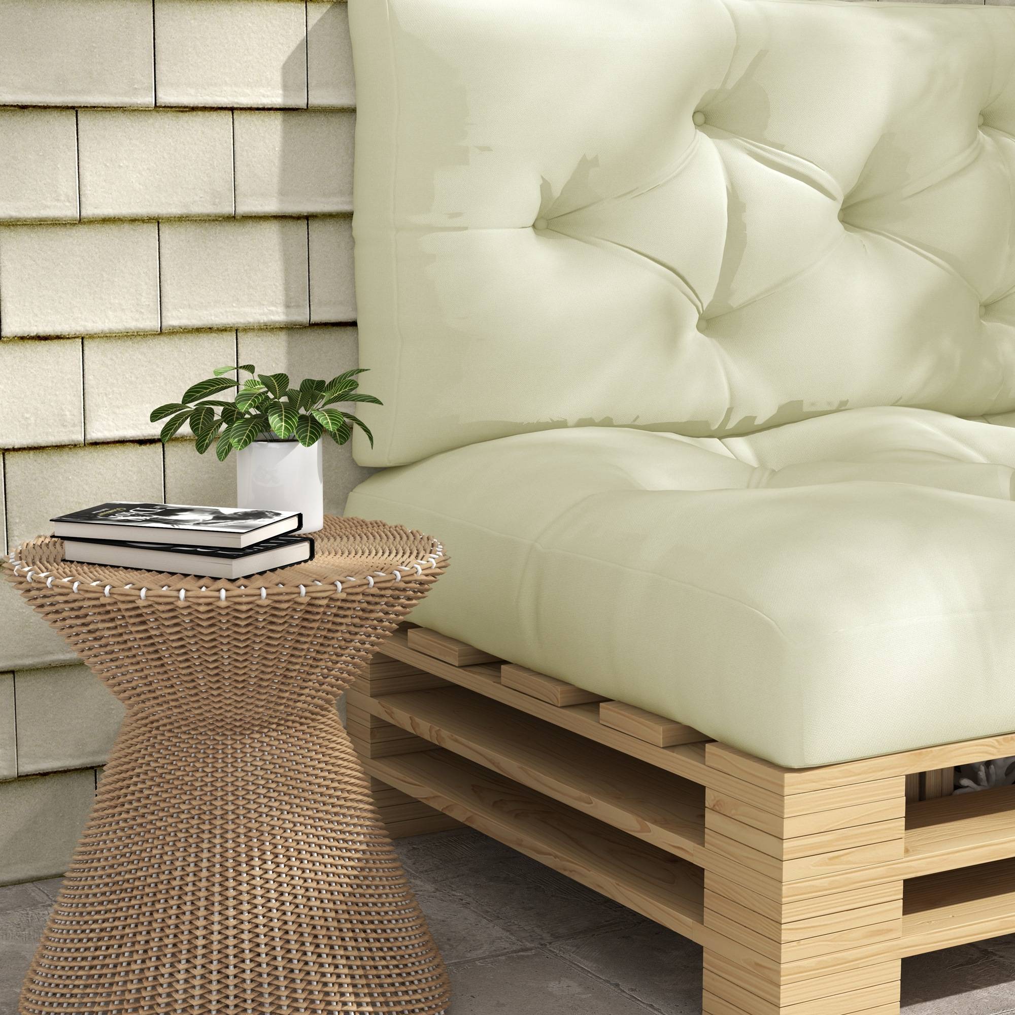 Outsunny - Lot 2 coussins assise dossier pour banc jardin, banquette, palette 2 places 120x80x12cm polyester crème - OUTSUNNY - Image 5