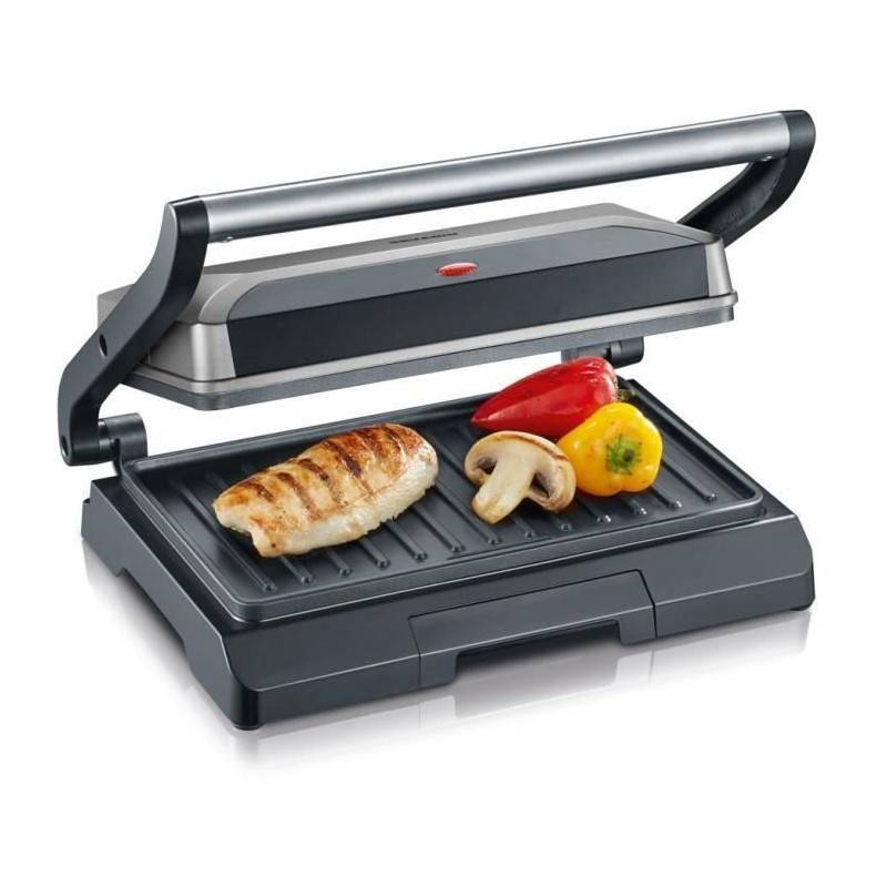 Severin - Severin Kg2394 Gril Multifonction Compact : Viande - Paninis - Legumes - Plaques Anti-adhesives 23x14 -5 Cm - Recuperateur De Gr - Imagen 1