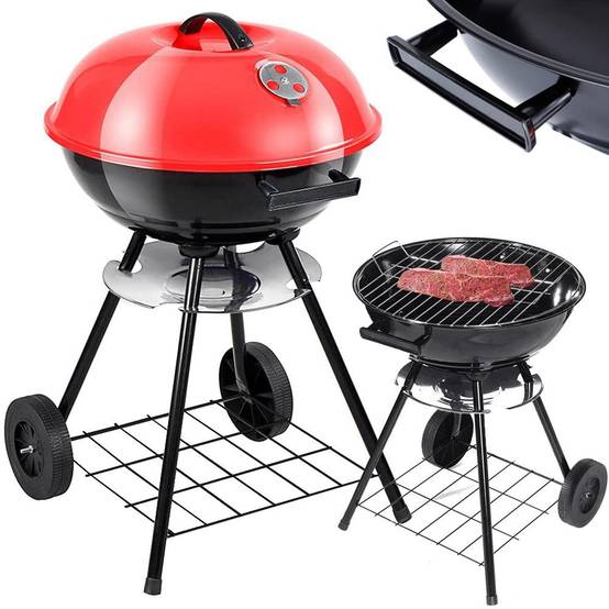 Barbecue à charbon de bois avec roues couvercle verrouillable 40 cm - Image 1
