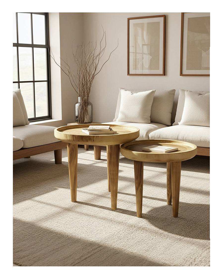Léothéo - Lot de 2 tables basse en teck massif - UNIQKA - Imagen 2