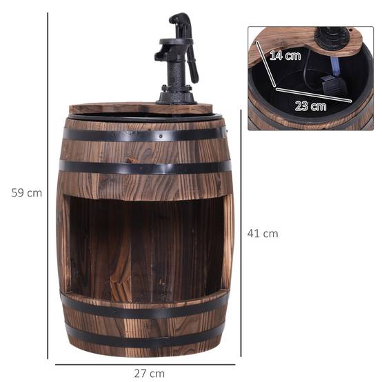 Fontaine de jardin bois de sapin brun foncé 27 x 27 x 59 cm - PANGIVO - Image 5