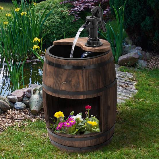 Fontaine de jardin bois de sapin brun foncé 27 x 27 x 59 cm - PANGIVO - Image 3