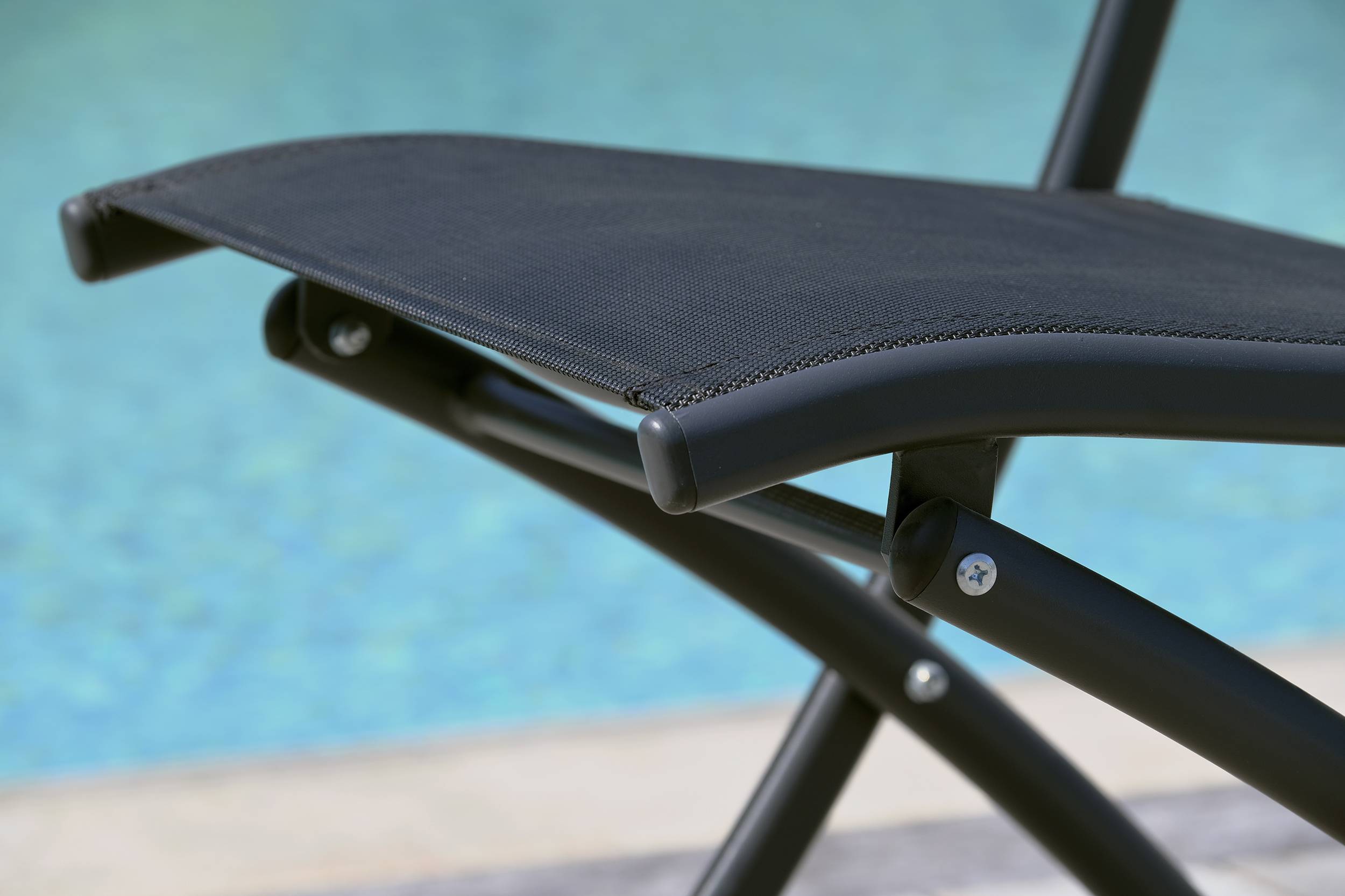 Dcb Garden - Lot de 6 chaises en aluminium et toile plastifiéee - Gris anthracite - C43 - Image 3