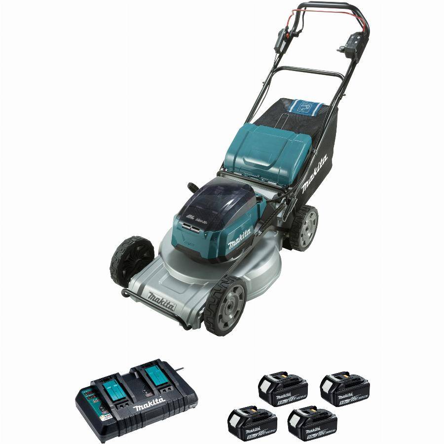Makita - Tondeuse auto-tractée 36V 2 x 18V Li-Ion 5 Ah MAKITA 4 batteries - DLM533PT4 - Imagen 1