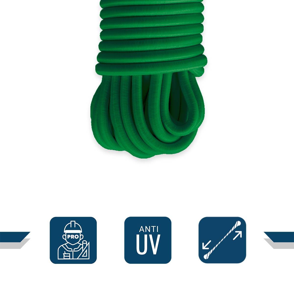 Sandow élastique Vert 15 mètres 9SW - Qualité PRO - Tendeur pour bâche de diamètre 9 mm TECPLAST - Imagen 3