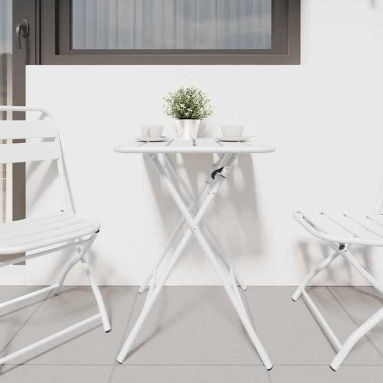 Maison Chic - Table de jardin | Table bistrot Blanc 55 x 55 x 72,5 cm Acier revêtu de poudre - Image 3