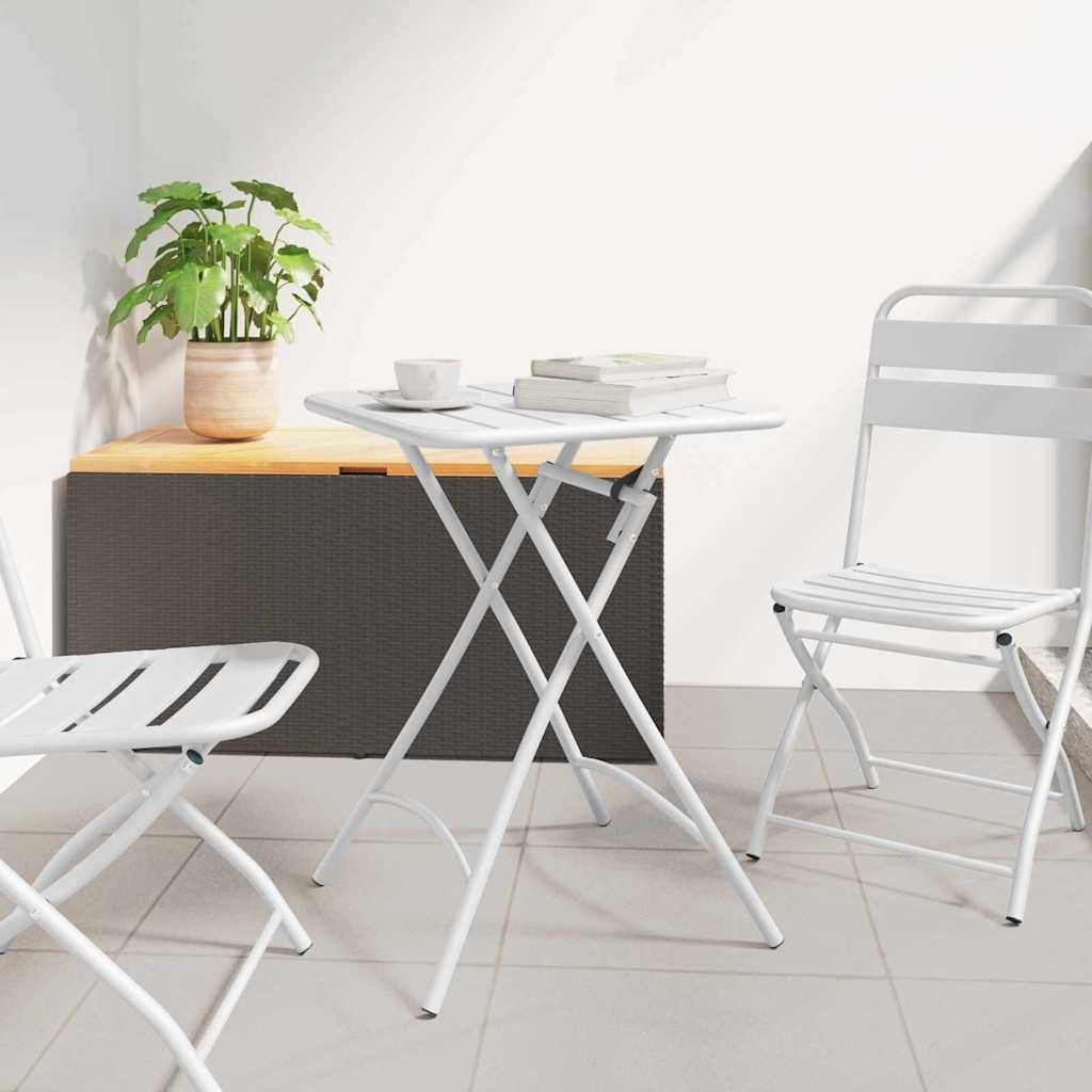 Maison Chic - Table de jardin | Table bistrot Blanc 55 x 55 x 72,5 cm Acier revêtu de poudre - Image 2
