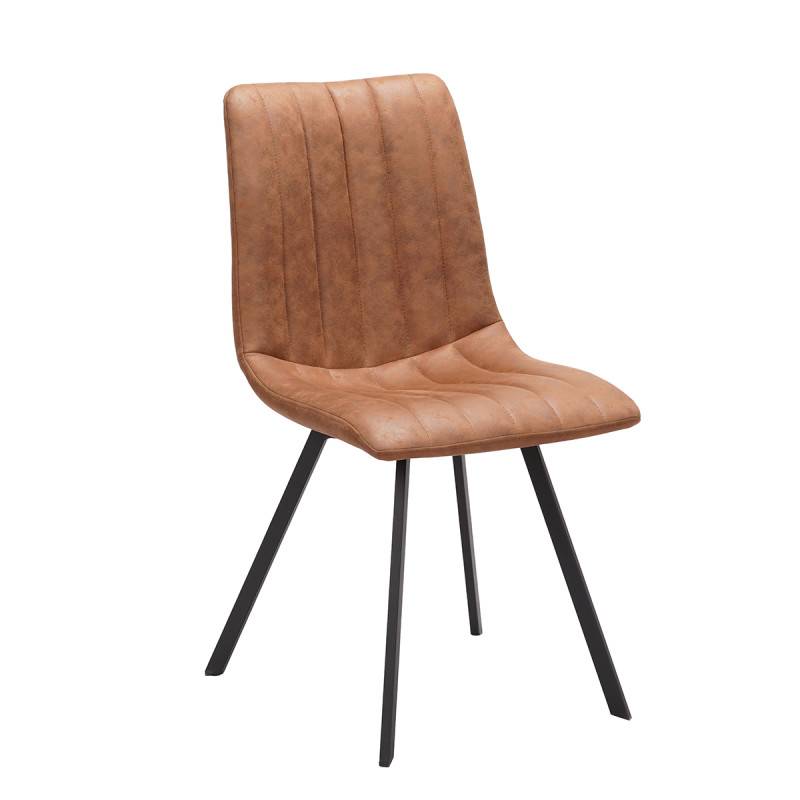 Chaise PU marron Eden pieds métal - Imagen 1